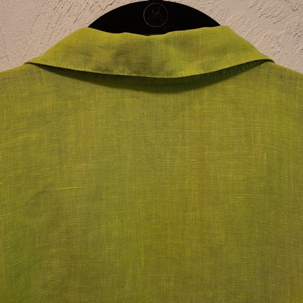 Bryan Walker Chartreuse Linen Button Down Blouse … - image 8